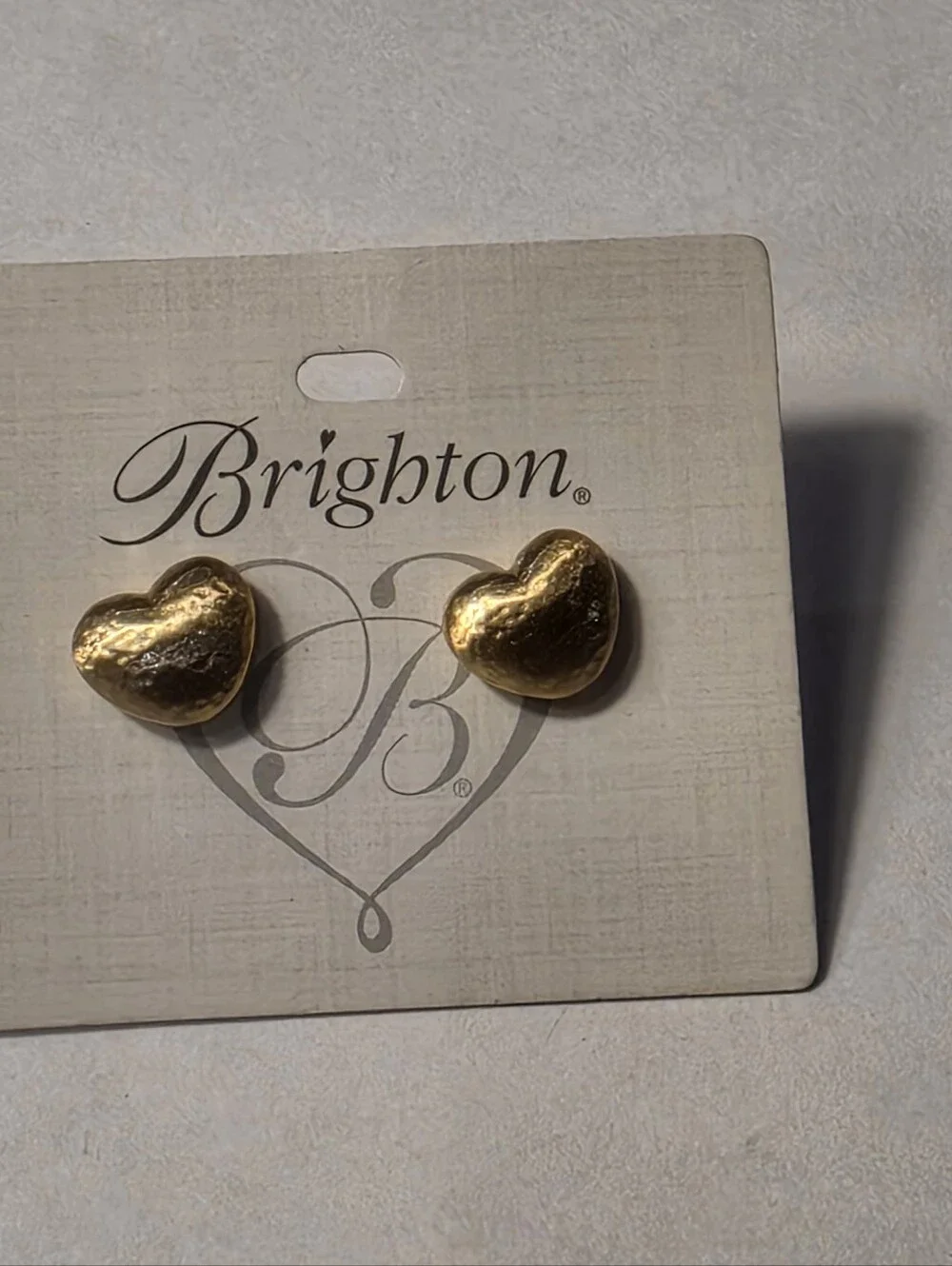 Brighton Gold Puffy Heart Stud Earrings